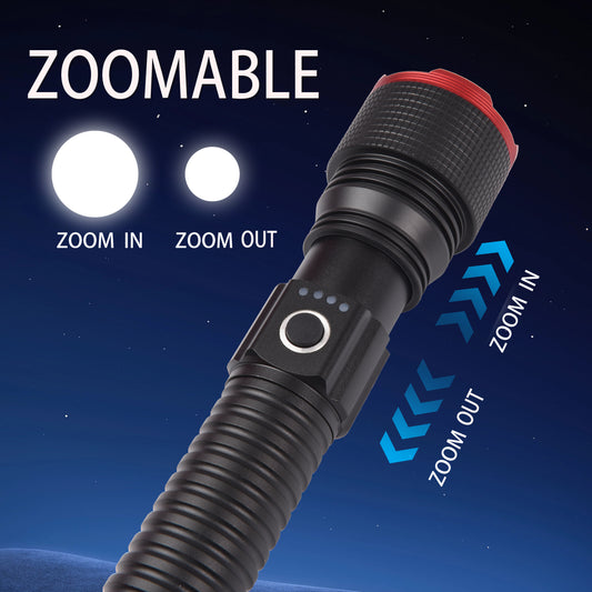 Zoomable Laser Power LED Flashlight Rechargeable LED Aluminum Body EL8010