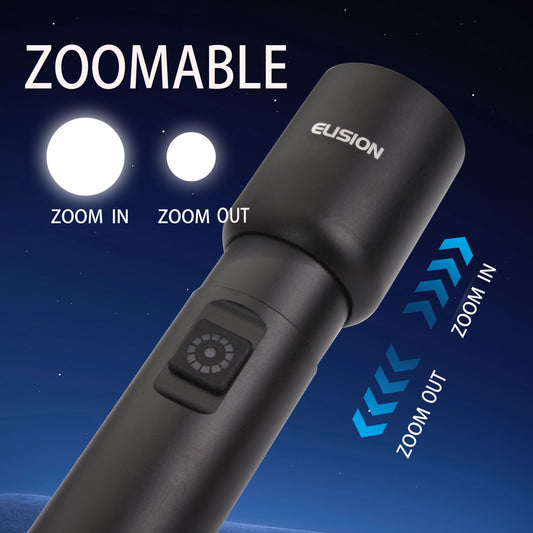 Rechargeable LED Flashlight Zoomable Laser Power LED Aluminum Body EL8021