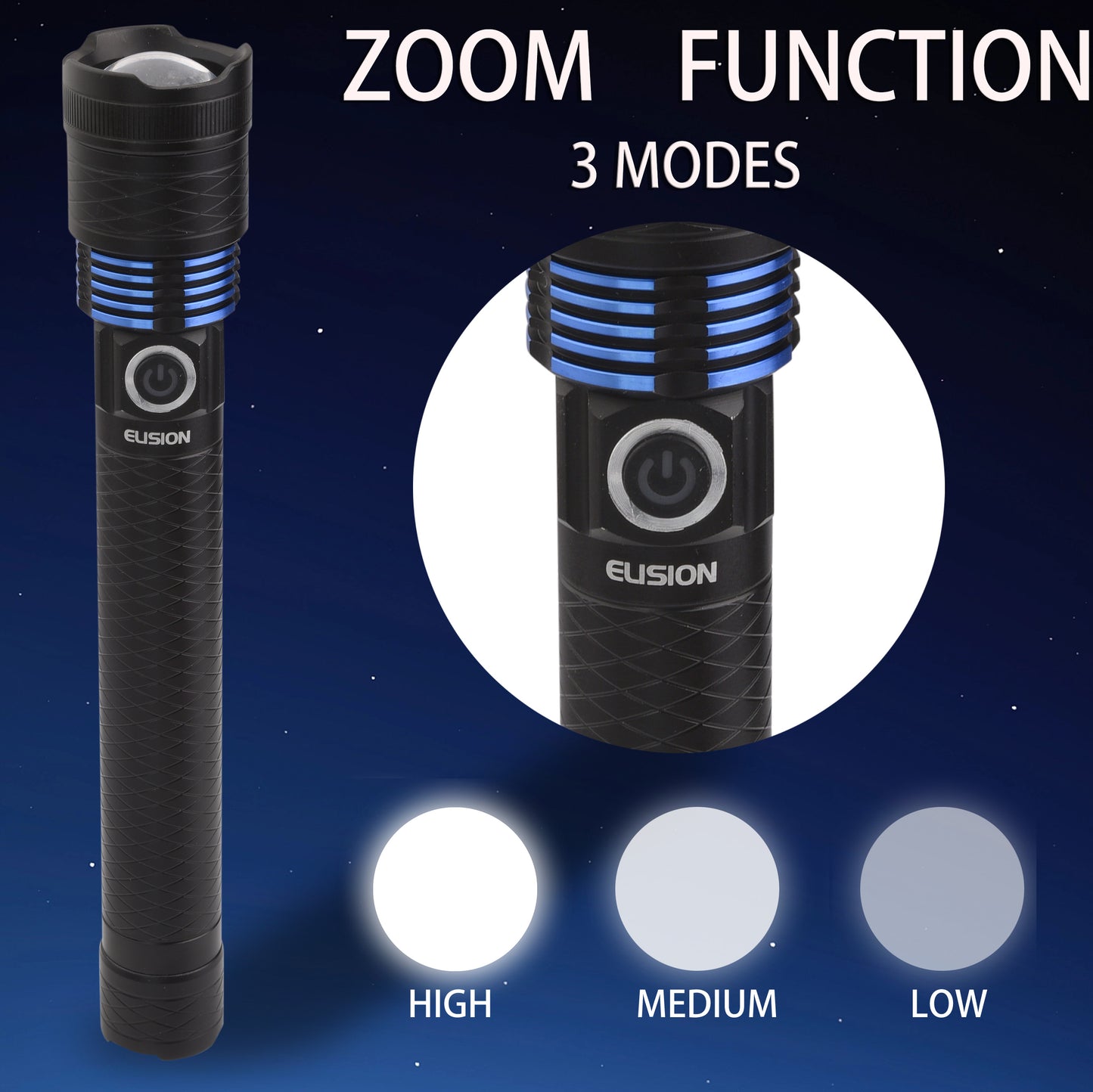 Laser  LED Flashlight Power Zoomable Rechargeable LED Aluminum Body EL8019