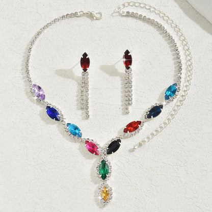 Hot Selling Bride Necklace Set, Simple and Fashionable Colorful Sun Claw 80817710