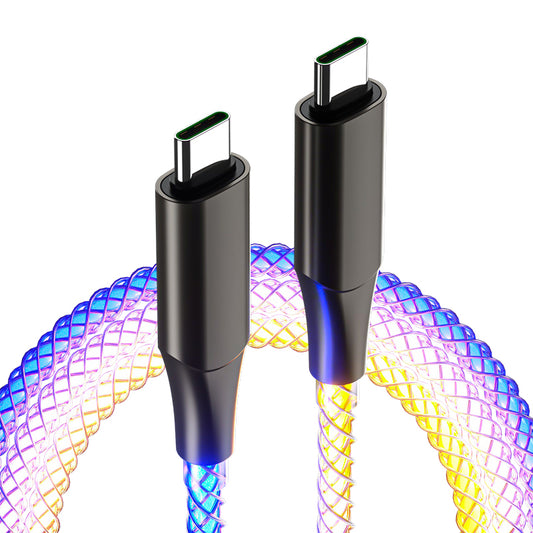 100W Charger Cable With Colourful RGB Light Quick Charge USB C to C EL-SCC088RGB