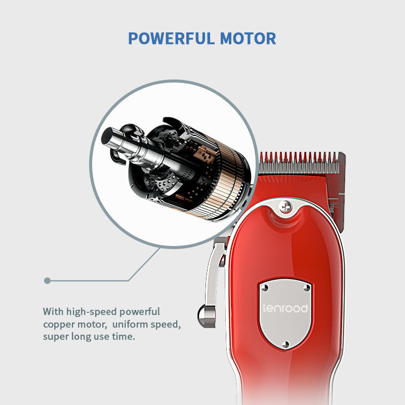 Solid Red Stainless Steel Hair Clipper Beard Trimmer LR-1020