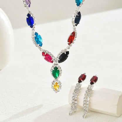 Hot Selling Bride Necklace Set, Simple and Fashionable Colorful Sun Claw 80817710