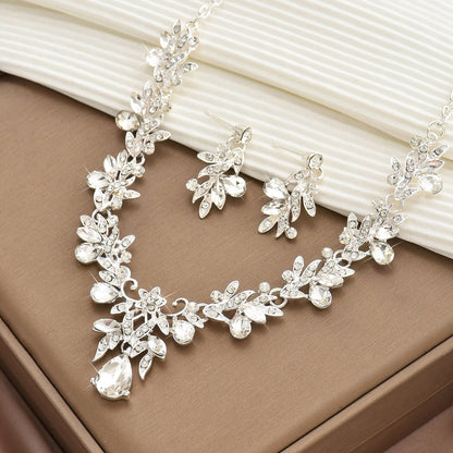 Fashionable Flower Shape Pearl Glass Sparkling Jewelry Set 80827401