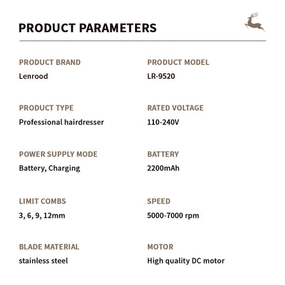 Cordless Electric Hair Clipper Blades Trimmer Clippers LR-9520