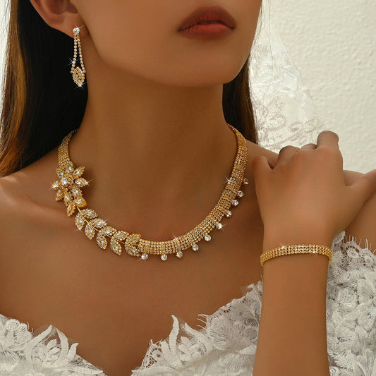 Gold-Plated Jewelry Set, Dubai Style Cubic Zirconia Stones 80819702