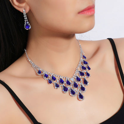 Dazzling Rhinestone Necklace And Earrings, Elegant Bridal 80816008