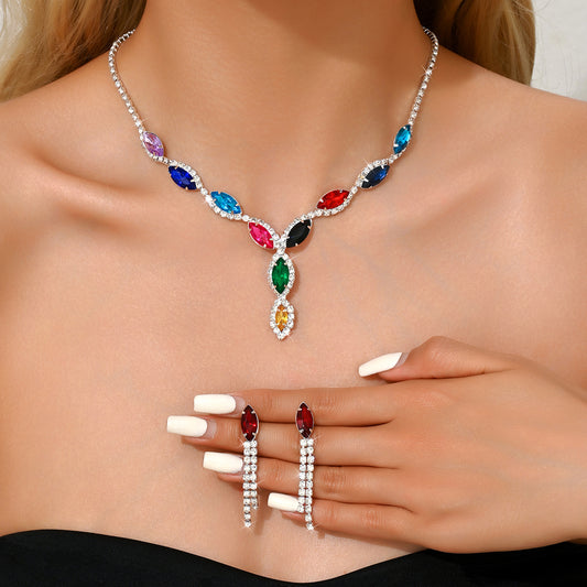 Hot Selling Bride Necklace Set, Simple and Fashionable Colorful Sun Claw 80817710