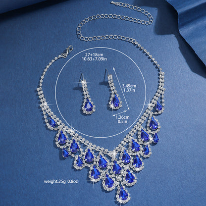 Dazzling Rhinestone Necklace And Earrings, Elegant Bridal 80816008