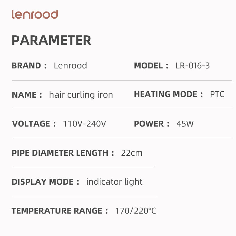 مكواة تجعيد الشعر LR-016-3 سريعة التسخين 